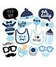 Zyozi Boy Baby Shower Photo Booth Props Kit Blue and Silver - Pack of 18