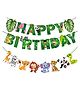 Zyozi Jungle Safari Animal Birthday Banner with Character Banner Birthday Green - Pack of 2