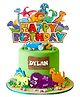 Zyozi Dinosaur cake Toppers for Kids Birthday Party Decorations - Multicolour