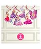 Zyozi Princess Girl Hangnig Swirls Girls Happy Birthday Swirls Pink - Pack of 6