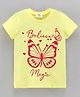 Koton Half Sleeves Top Butterfly & Text Print - Yellow
