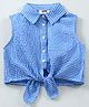 Koton Sleeveless Checked Tie Knotted Shirt - Blue