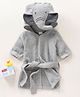 Babyhug Three Fourth Sleeves Elephant Design Woven Terry Bath Robe - Grey