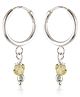 Eloish Sterling Silver Hoop Earrings With Small Crystal - Silver Yellow