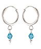 Eloish Sterling Silver Hoop Earrings With Small Crystal - Silver Blue