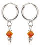 Eloish Sterling Silver Hoop Earrings With Small Crystal - Silver Orange