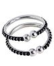 Eloish Sterling Silver Bangle Pack Of 2 - Silver Black