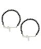 Eloish Sterling Silver Nazariya With Black Crystals Pack Of 2 - Silver Black