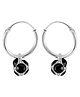 Eloish Pure Sterling Silver Disco Ball Bali Earrings - Black