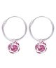 Eloish Pure Sterling Silver Disco Ball Bali Earrings - Pink