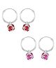 Eloish 925 Sterling Silver Disco Ball Earrings Set of 2 Pairs - Silver