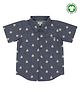 Lilly + Sid Half Sleeves Shirt Boat Print - Blue