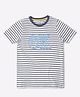 Lilly + Sid Half Sleeves Striped T-Shirt Text Print - Navy