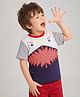 Lilly + Sid Half Sleeves T-Shirt Cartoon Print - Navy