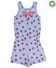 Lily + Sid Sleeveless Jumpsuit Strawberry & Floral Print & Bow Applique - Blue
