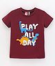 Koton Half Sleeves T-Shirt Dino Print - Burgundy