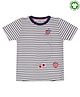 Lilly + Sid Half Sleeves Striped T-Shirt with Embroidery - Navy