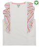 Lilly & Sid Short Frill Sleeves Top with Stripes - White