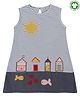Lilly & Sid Knee Length Striped Organic Cotton Frock Sun Embroidered - Blue