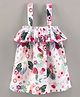 Lilly & Sid Singlet Sleeves Frock with Frill Detailing Mermaid Print - White