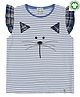 Lilly & Sid Short Sleeves Top Cat Print - Blue