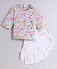 Polka Tots Full Sleeves Angrakha Elephants Print Kurta With Dhoti   - White