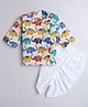 Polka Tots Full Sleeves Angrakha Elephant Print Kurta With Dhoti Set - White