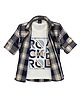 CAVIO Full Sleeves Checkered Shirt With Tee - White & Blue