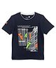 CAVIO Boys Half Sleeves Barcode & Faith Text Print Tee - Navy Blue
