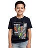 CAVIO Boys Half Sleeves Barcode & Faith Text Print Tee - Navy Blue