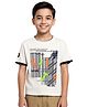 CAVIO Boys Half Sleeves Barcode & Faith Text Print Tee - White