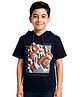 CAVIO Half Sleeves Tiger Printed Hooded Tee - Black