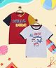 3PIN Pack Of 2 Half Sleeves Hello Dude & Shark Printed Tee - Red & Grey