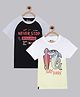 3PIN Pack Of 2 Half Sleeves Surf Shark Print Tees - White & Black