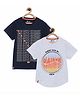 3PIN Pack Of 2 Half Sleeves Text Print Tees - Navy Blue & Grey