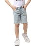 JACK & JONES JUNIOR Solid Knee Length Denim Shorts - Light Blue