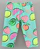 Vitamins Full Length Knit Leggings Fruits Print - Aqua Green
