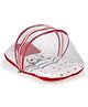 LuvLap Baby Mattress with Mosquito Net, Thick Base Bedding Set with Soft Pillow and Zip Closure, Suitable for Babies 3 Months+, Stylish Stars Print Design, Size 78x45x40 cm  White & Red