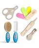 LuvLap Baby 4pcs Nail Grooming Set and Elegant Baby Comb & Brush Set with Soft bristles, Grooming Set, 0M+,White