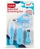 LuvLap Baby Grooming Scissors & Nail Clipper Set/Kit, Manicure Set, 4pcs, Blue, 0m+