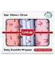LuvLap 100% Cotton Muslin Baby Swaddle Set, 3pcs, Penguin & Rabbit Print, 0-18M, Multicolour