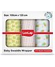 LuvLap 100% Cotton Muslin Baby Swaddle Set, 3pcs, Pineapple Leaves Print, 0-18M, Multicolour