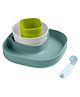LuvLap 4-Piece Baby Tableware Set, Plate, Bowl, Tumbler & Spoon, Non-Toxic, BPA-Free, Attractive Colours for Kids, Blue & Green, Silicone
