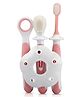 LuvLap Baby Training Toothbrush Set with Anti Choking Shield, Teeth Tongue Cleaner, Baby Oral Hygiene, 3 pcs, (White/Pink)