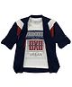 CAVIO Full Sleeves Jacket With Text Printed Tee - Navy Blue