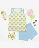 SuperBottoms Sleeveless Sun Print Glow In Dark Tee With Shorts - Blue