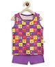 SuperBottoms Sleeveless Smiley Print Tee With Shorts - Purple
