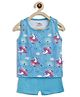 SuperBottoms Sleeveless Unicorn Print Tee With Shorts - Blue