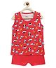 SuperBottoms Sleeveless Dogs Print Tee With Shorts - Red