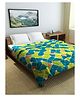 Divine Casa Microfiber All Weather 150 GSM Reversible Double Bed Quilt Comforter Blanket Geometric Print - Green and Orange